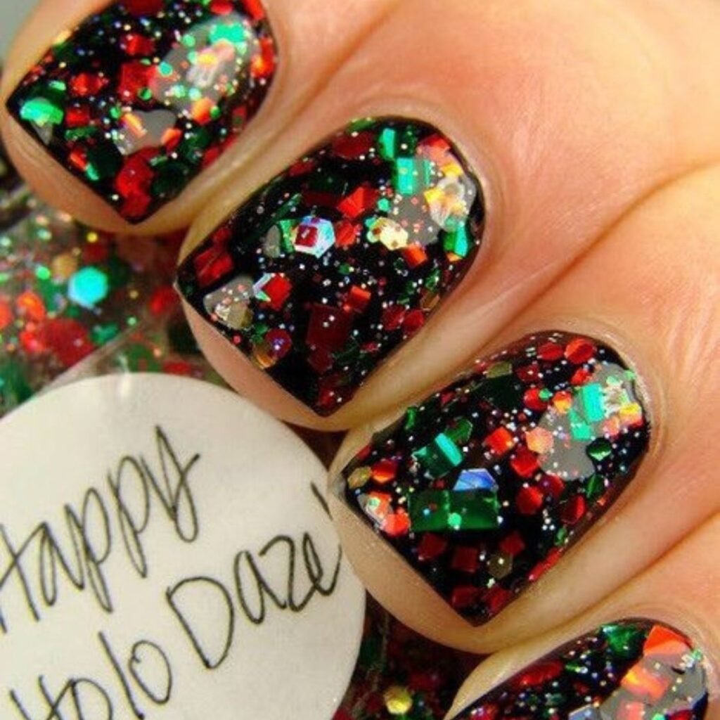 confetti christmas nail ideas