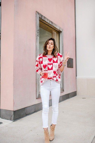 pink red white heart look for valentine day