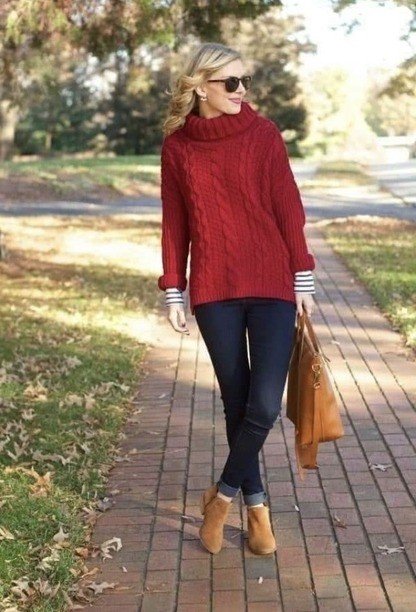 red pullover n jeans valentine day outfit
